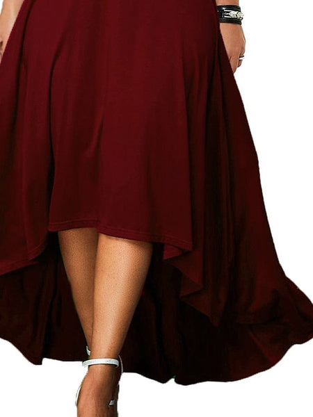 Women's Elegant Plus Size V-Neck Formal Dress with Hollow Out Details
