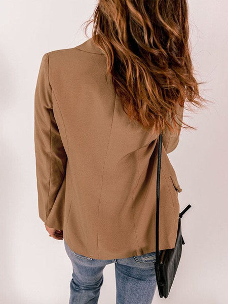 Women's Single-Button Tailored Blazer with Ruffled Pockets made for easy styling and wardrobe coordination, with premium-like structure and finish.