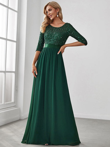 Floor-Length Sequin Evening Dress with practical styling and dependable silhouette control.