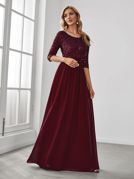 Floor-Length Sequin Evening Dress with practical styling and dependable silhouette control.
