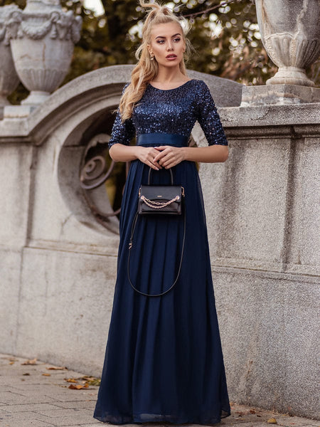 Floor-Length Sequin Evening Dress with practical styling and dependable silhouette control.