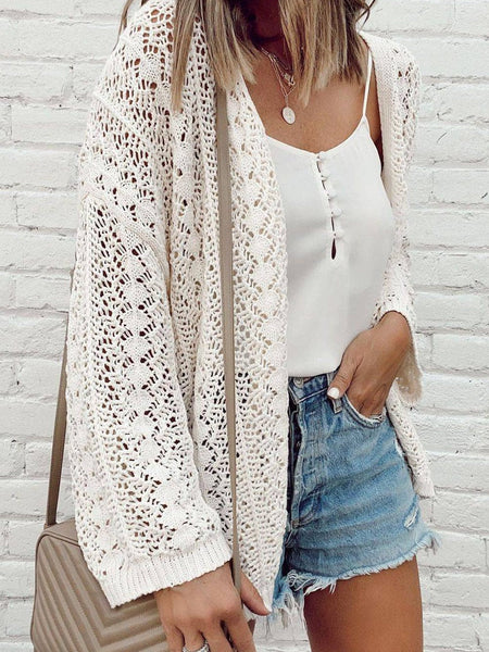 Women's Lightweight Ivory Crochet Open-Front Cardigan made for easy styling and wardrobe coordination, with premium-like structure and finish.