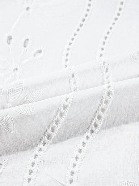 Elegant White Embroidered V-Neck Tank Top with Knotted Straps