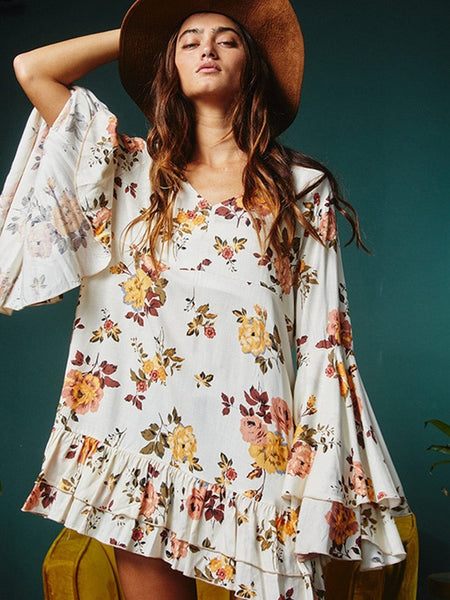 Leopard Print Lace Up Long Sleeve Dress