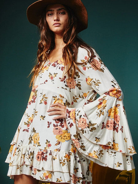 Leopard Print Lace Up Long Sleeve Dress