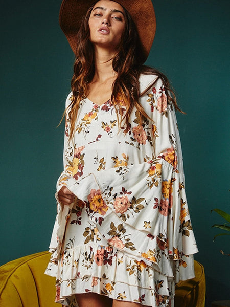 Leopard Print Lace Up Long Sleeve Dress