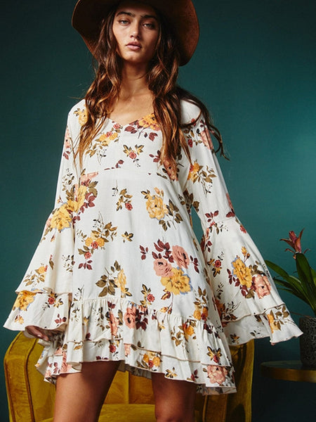 Leopard Print Lace Up Long Sleeve Dress