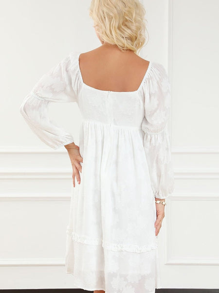 Floral Embroidered Puff Sleeve Mini Dress