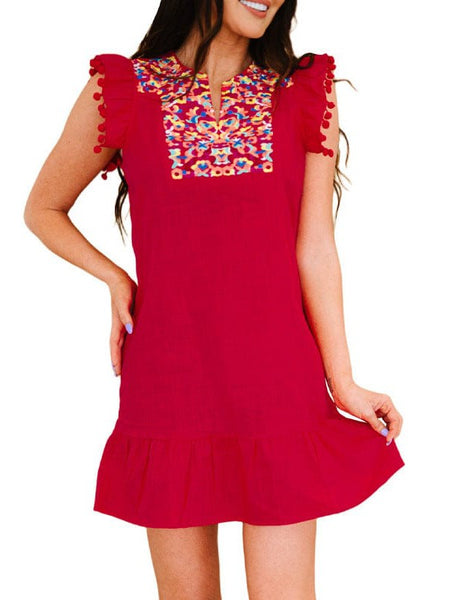 Women's Shift Mini Dress Women's Ethnic Short Sleeve Floral Print Summer Dress