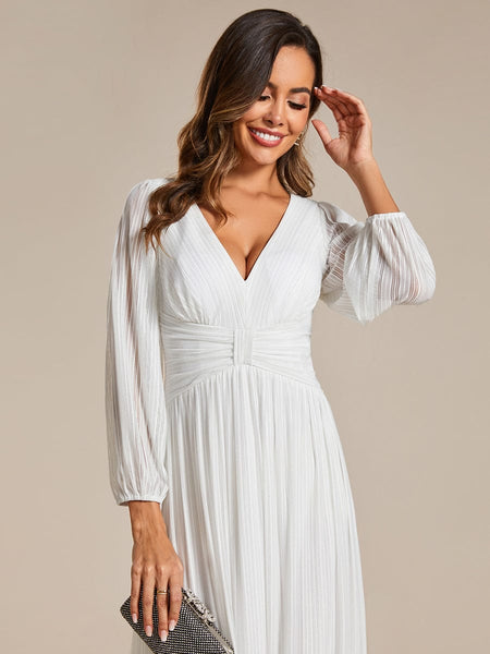 Women's Midnight Black Metallic A-Line Gown with Lantern Sleeves