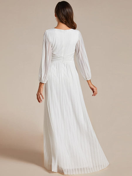 Women's Midnight Black Metallic A-Line Gown with Lantern Sleeves