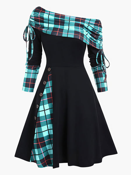 Enchanting Off Shoulder Long Sleeve Dress with Drawstring