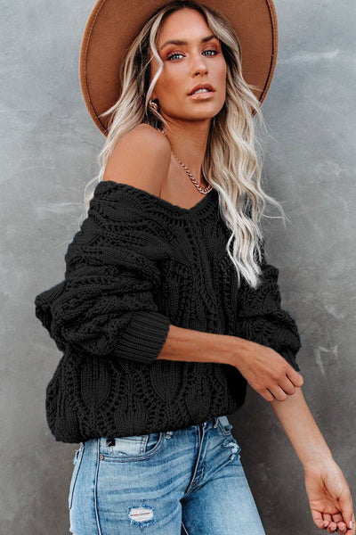 Trendy Women's Lightweight Hollow Out Sweater - Cozy Knit Pullover for Stylish Fall Layers and Everyday Comfort