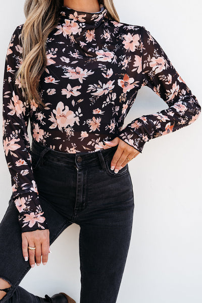 Elegant Black Women's Mesh Long Sleeve Top - Lightweight, Breathable Fit for Casual and Dressy Styles