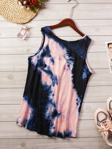 Tie-Dye Crisscross Front Tank Top