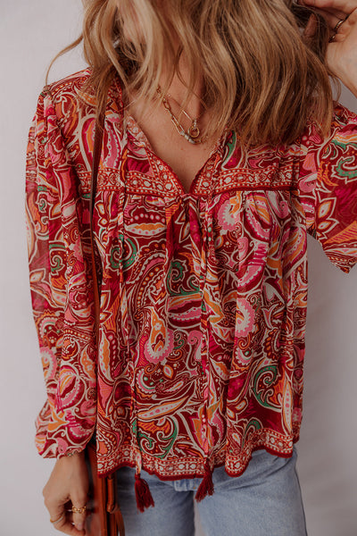 Chic Women's Lightweight Paisley Print Blouse - Elegant Top for Casual and Office Style, Perfect Fit for Everyday Wear