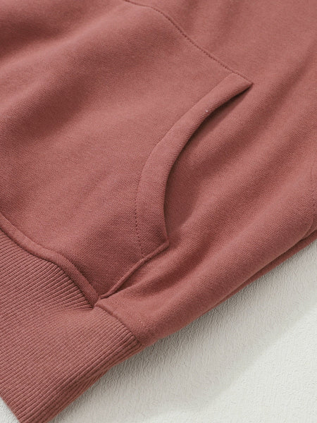 Cozy Brown Zip Up Sweatshirt with Stand Collar and Thumbhole Sleeves