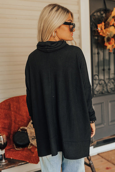 Chic Women's Black Cowl Neck Tunic Top - Effortless Style & Comfort for All Seasons, Perfect for Casual or Dressy Looks
