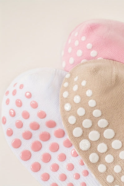 Women's Cotton-Polyester Bow Crew Socks with Non-Slip Grips