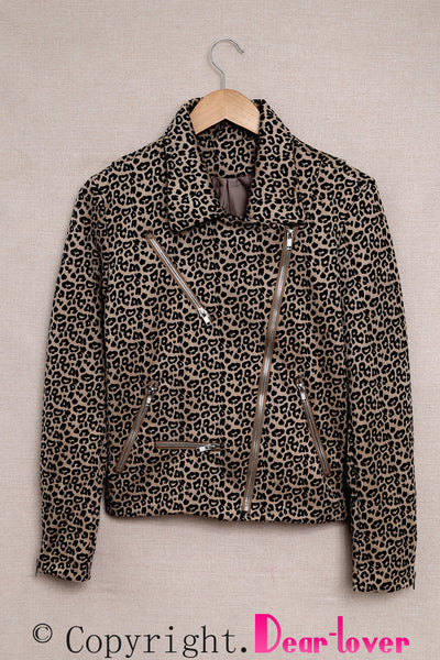 Women's Leopard Print Moto Jacket in Jackets for polished occasion-to-casual wear