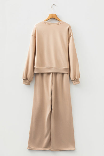 Chic Women's Cozy Loungewear Set: Soft Sweatshirt and Sweatpants for Effortless Comfort and Casual Style