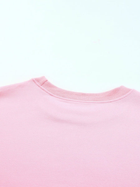 Cozy Pink Crew Neck Long Sleeve Sweatshirt
