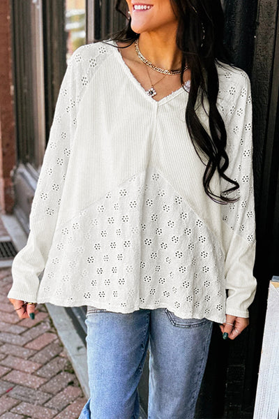 Women's Soft V-Neck Long Sleeve Blouse - Casual Chic Top for Everyday Comfort and Versatile Wardrobe Essentials