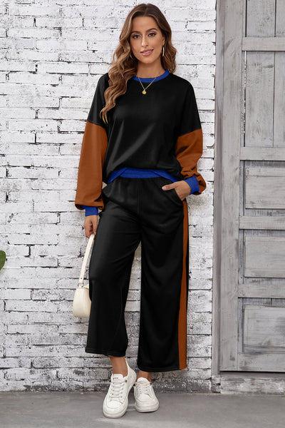 Chic Women's Color Block Sweatpant Set - Cozy Lounge Outfit for Casual Style and Everyday Comfort