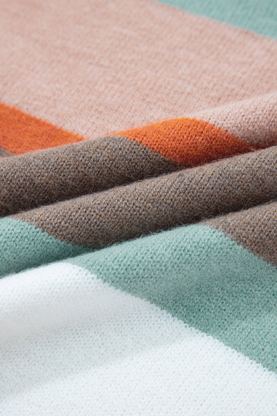 Women's Multi-Color Striped Drop Shoulder Knit Sweater