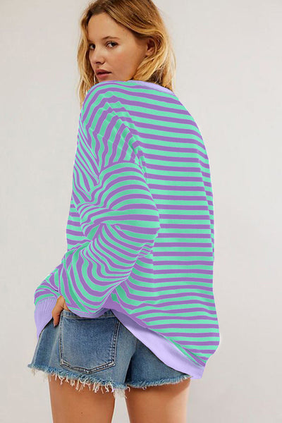 Cozy Women's Casual Striped Sweatshirt in Soft Fabric - Perfect for Everyday Comfort and Effortless Style
