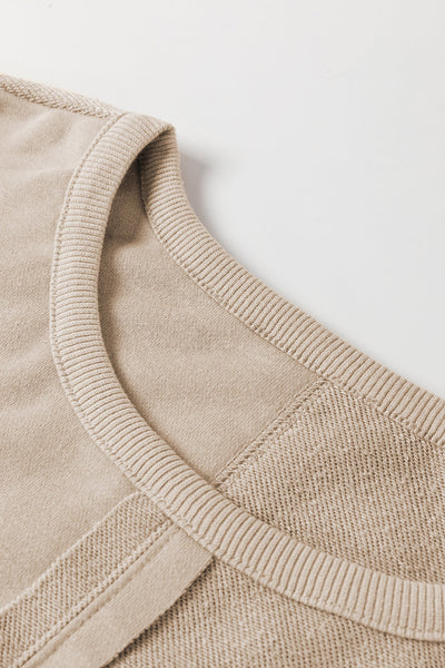 Women's Parchment Knit Crochet Sweatshirt with Exposed Seams and Ribbed Trim - Stylish, Comfortable, and Versatile