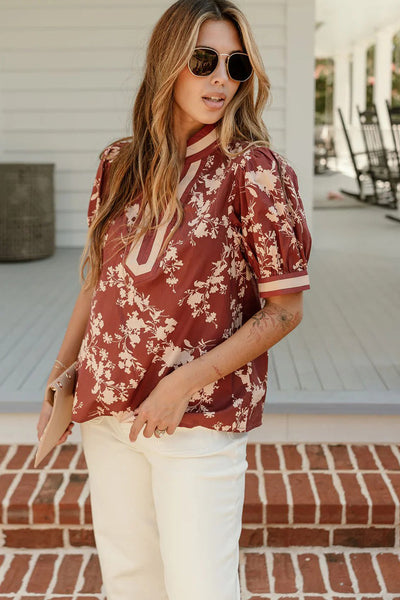 Stylish Women's Red Blouse - Flattering Casual Top for Everyday Elegance and Comfort