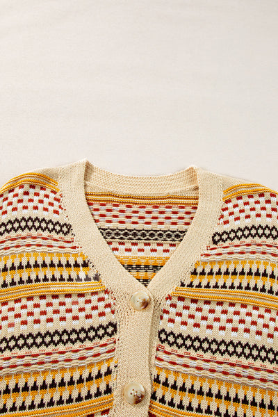 Stylish Women's Khaki V-Neck Cropped Cardigan with Buttons for Effortless Comfort and Trendy Outfits