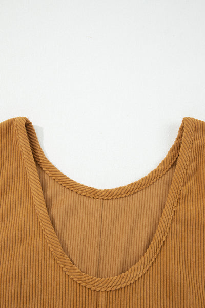 Stylish Women's Sleeveless A-Line Corduroy Dress in Trendy Earthy Tones - Perfect for Casual Outings and Everyday Wear