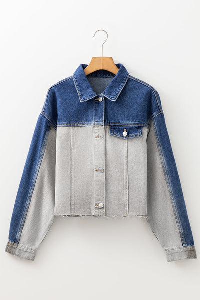 Trendy Women's Color Block Denim Jacket - Stylish Casual Outerwear for Fall Fashion and Everyday Wear