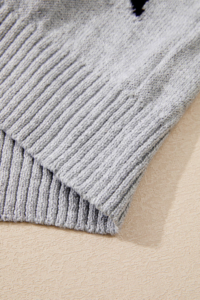 Cozy Women's Gray Star Pattern Oversized Sweater - Casual Knit Pullover for Effortless Everyday Style