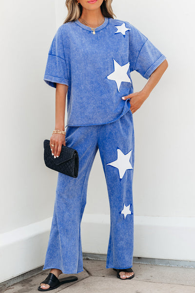 Stylish Women's Blue Pants Set - Versatile Casual or Office Outfit with Comfortable Fit and Modern Design