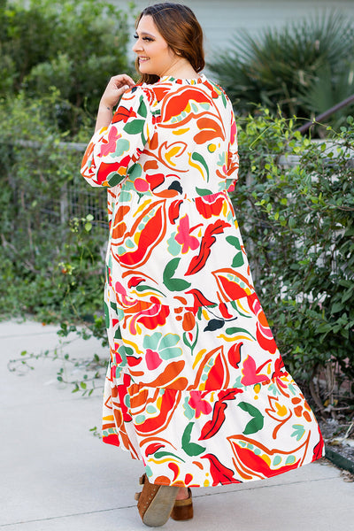 Elegant Plus Size Floral Maxi Dress for Women - Vibrant Summer Style, Comfortable Fit for Casual Events and Gatherings