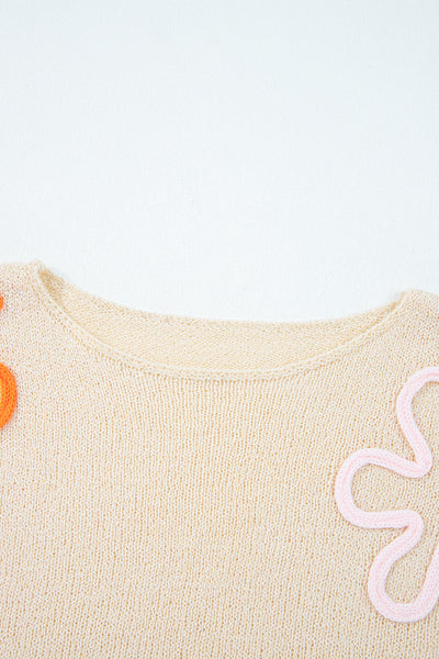 Trendy Women's Floral Knit Sweater - Cozy, Soft Pastel Colors for Casual Spring Style and Comfort