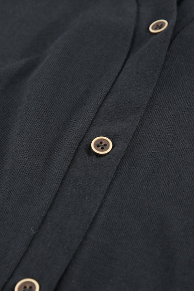 Stylish Women's Black Open-Front Cardigan with Button Details  Cozy Layering Essential for Any Occasion