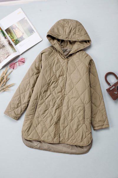 Women's Lightweight Hooded Quilted Coat in Sand Beige