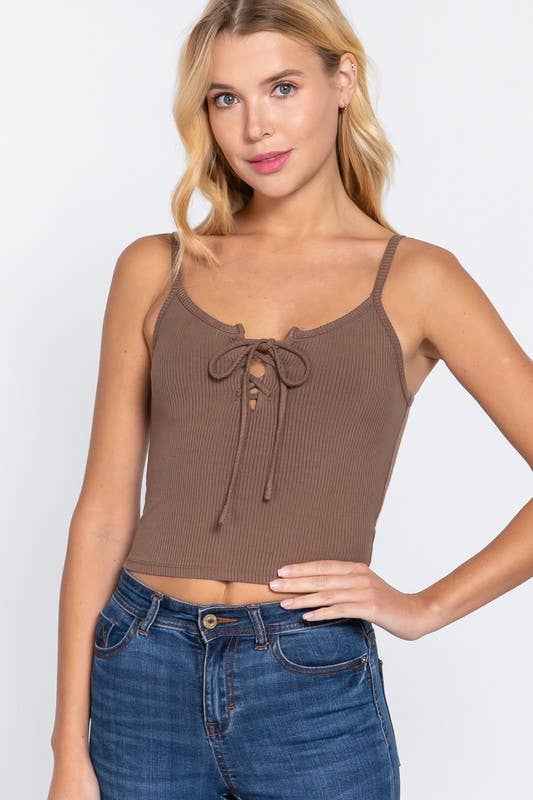 Sweetheart Neck Heavy Rib Knit Cami Top