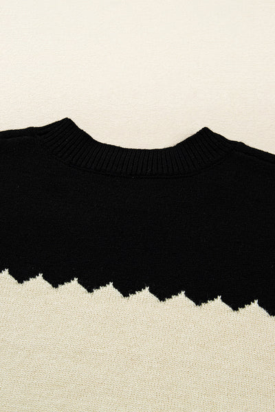 Cozy Women's Color Block Knit Sweater - Stylish Fall and Winter Essential for Effortless Warmth and Comfort
