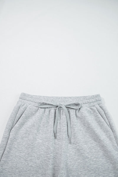 Women's Light Grey Casual Long Sleeve Zip Collar Top & Drawstring Pants Set - Stylish, Comfortable, Ideal for Daily Wear
