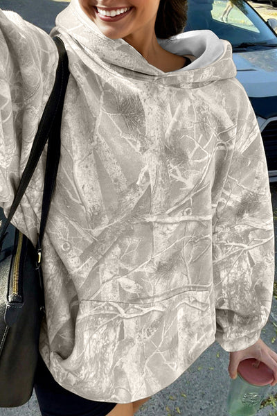 Women's Beige Woodland Camouflage Oversized Hoodie