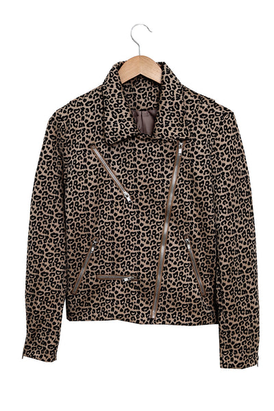 Women's Leopard Print Moto Jacket in Jackets for polished occasion-to-casual wear