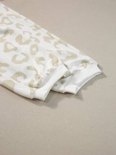 Leopard Print Cozy Lounge Set with Drawstring Pants