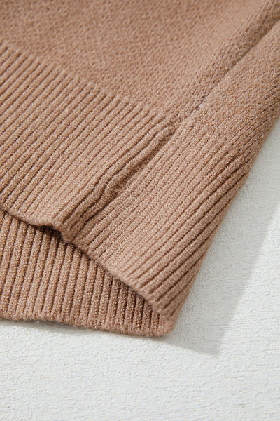 Women's Taupe Leopard Chevron Colorblock Knit Sweater