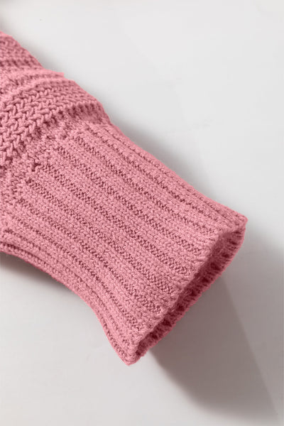 Cozy Women's Peach Blossom Pointelle Knit Hooded Sweater with Raglan Sleeves - Stylish Layering Essential for Fall