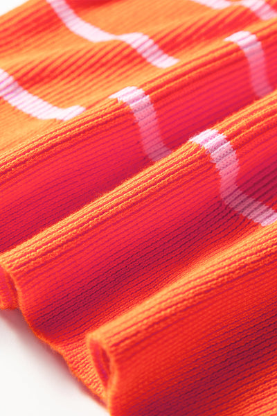 Stylish Women's Cozy Orange Stripe Sweater - Comfortable Knit Top with Relaxed Fit for Casual Everyday Style